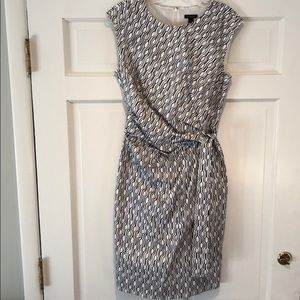 Ann Taylor Navy and White Patterned Dress
